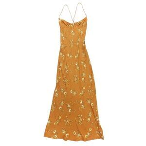 SUN BECOMES HER Wildflower Midi Dress Bustier Slip Copper Vintage Floral XS Boho